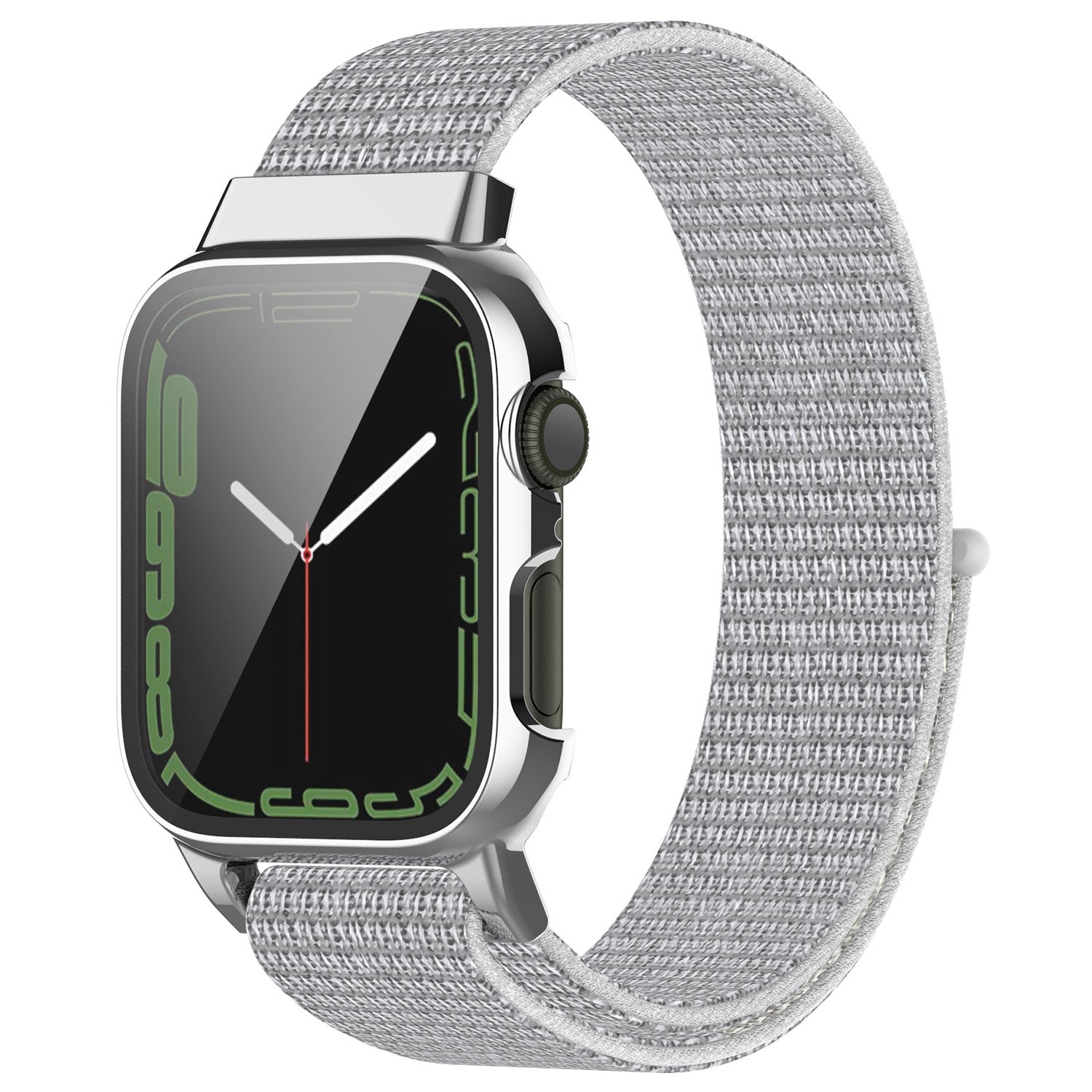 Loop Fastener Nylon Watch Band Strap + Tempered Glass Film Electroplating PC Watch Case Cover for Apple Watch Series 7 45mm Loop Fastener Nylon Watch Band Strap + Tempered Glass Film Electroplating PC Watch Case Cover for Apple Watch Series 7 45mm